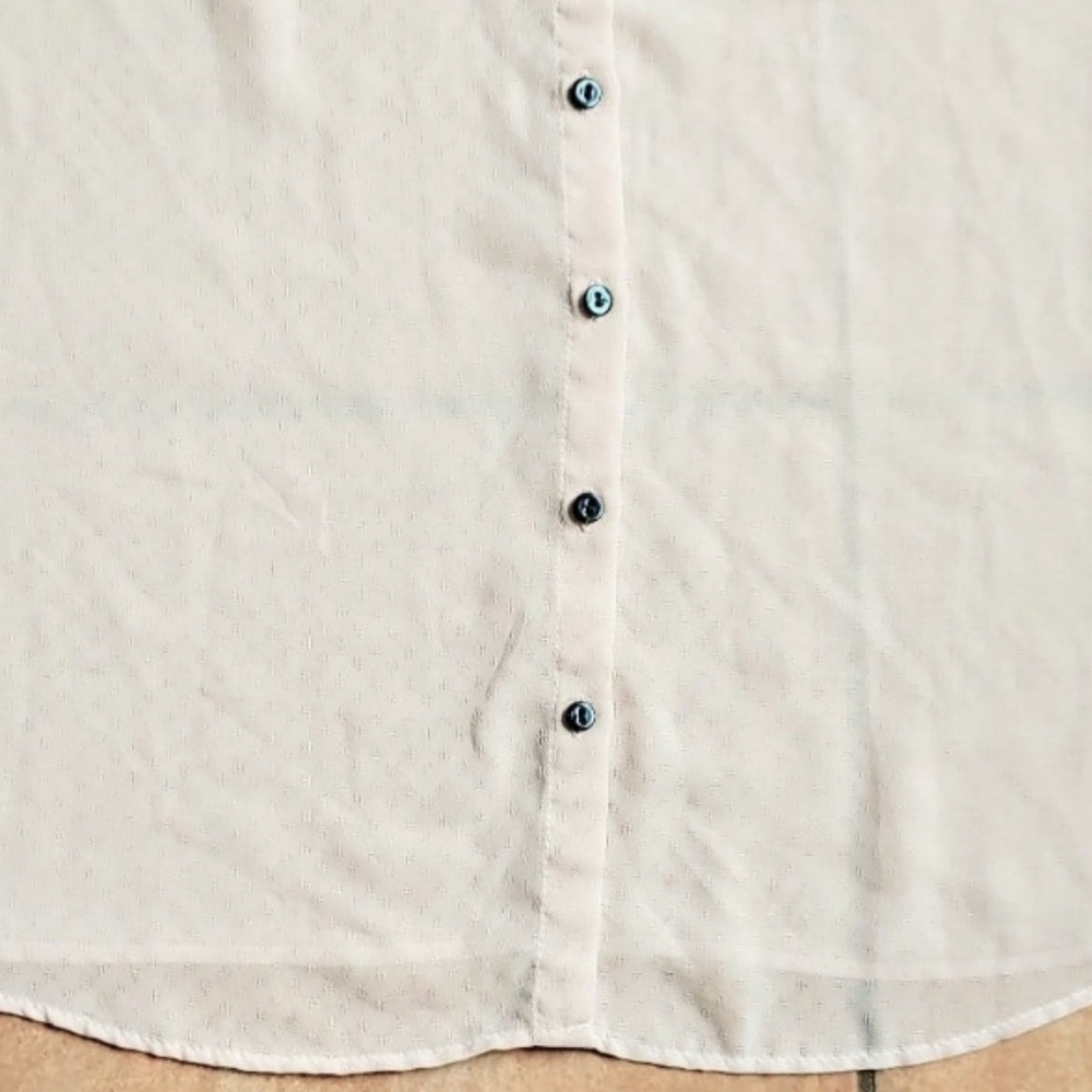 Zara Basic Blush Pink Semisheer Button Up - image 4